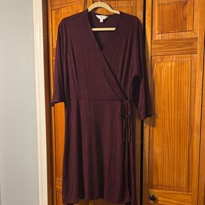 Market & Spruce Deep Maroon Wrap Dress
